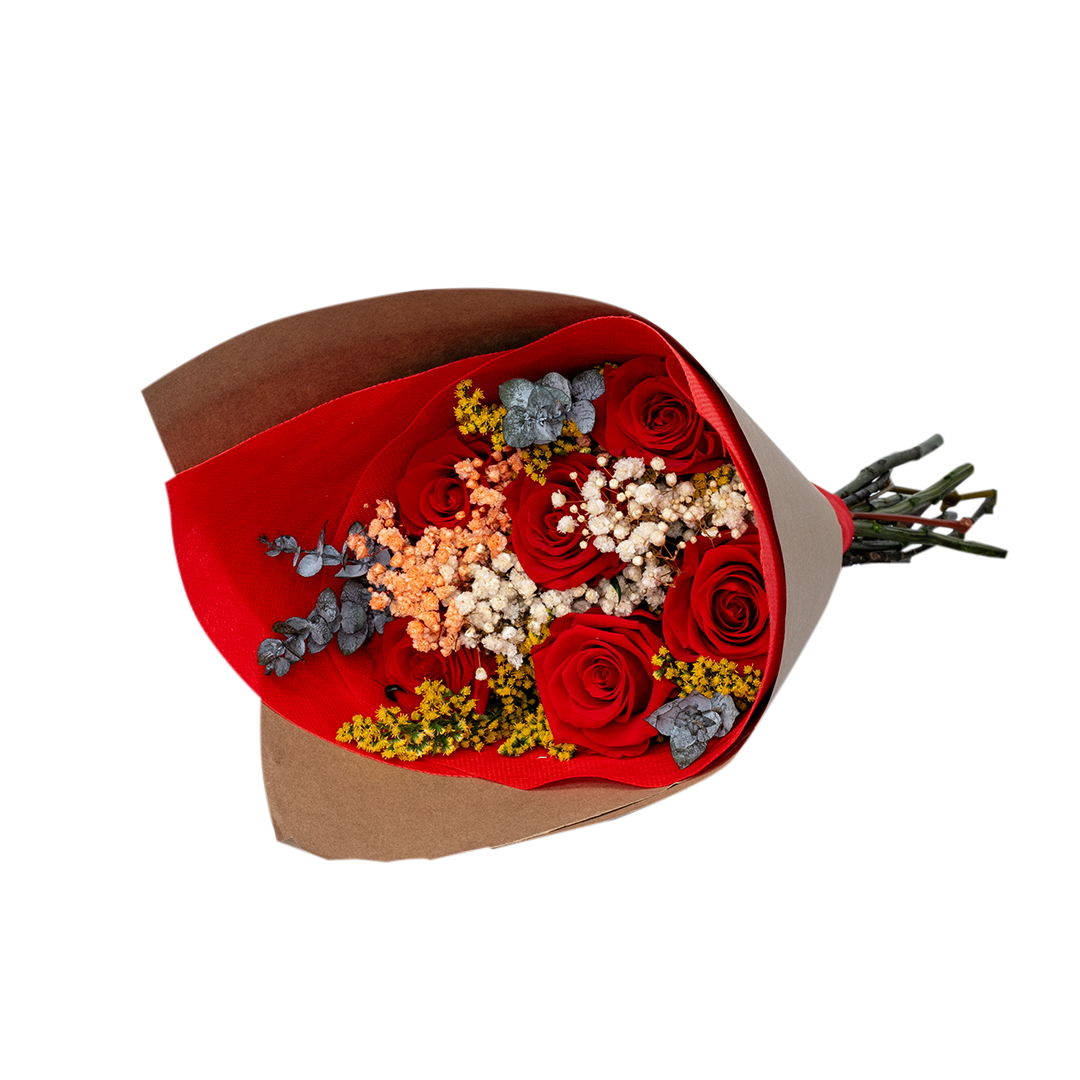 KIARA Preserved Roses Bouquet 6 Vibrant Red