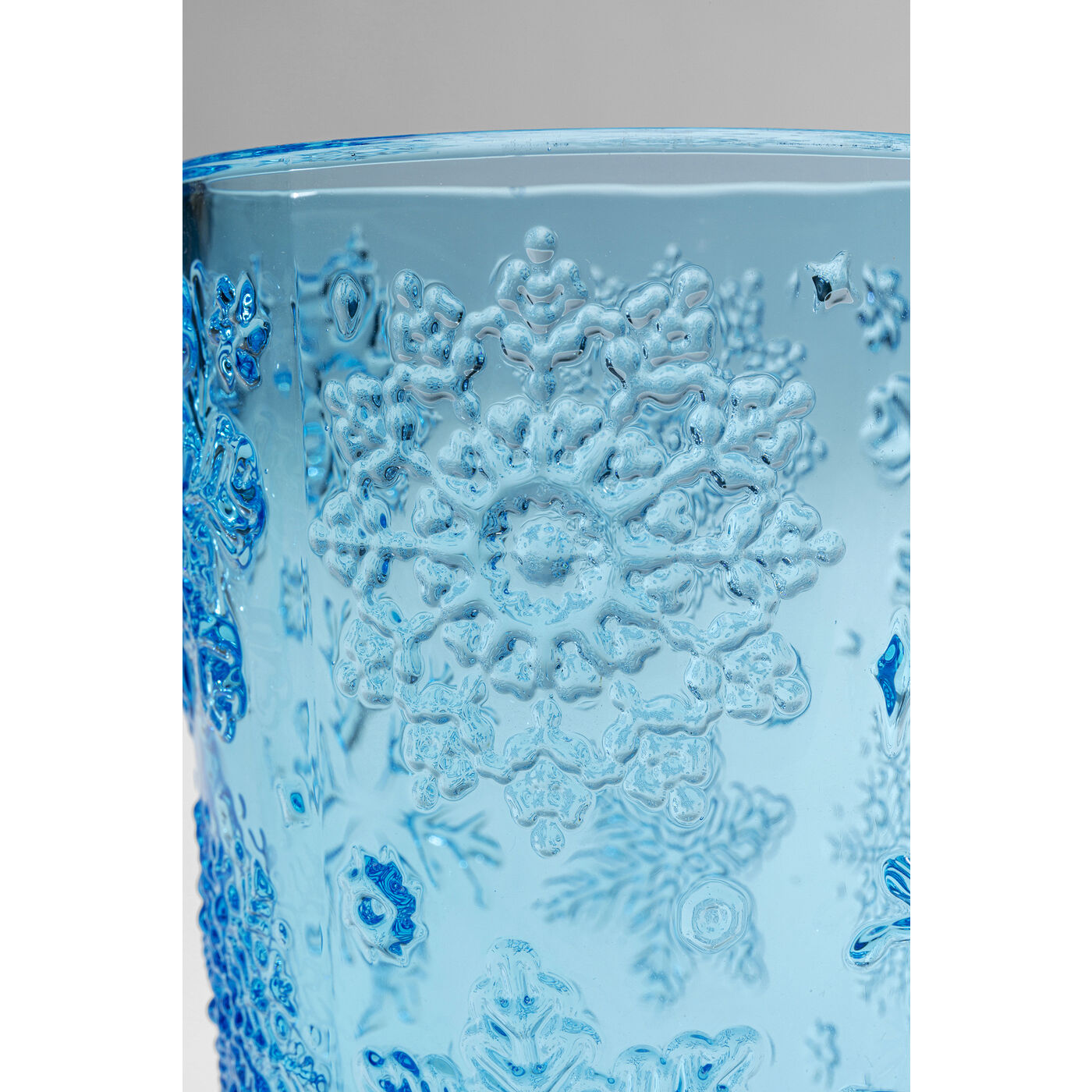 Water Glass Ice Flowers Blue