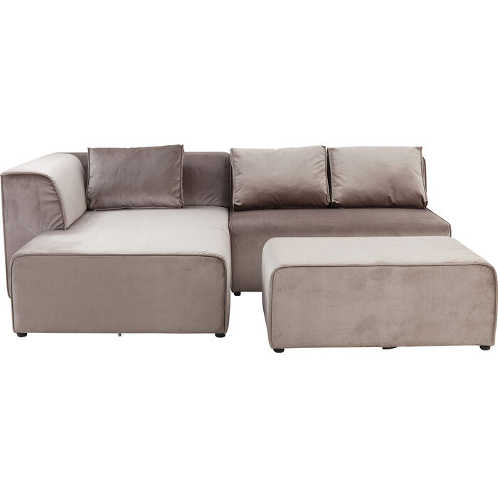 Corner Sofa Infinity Velvet Taupe Left