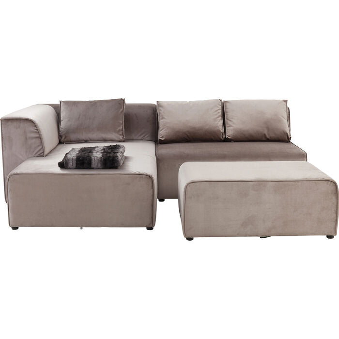 Corner Sofa Infinity Velvet Taupe Left