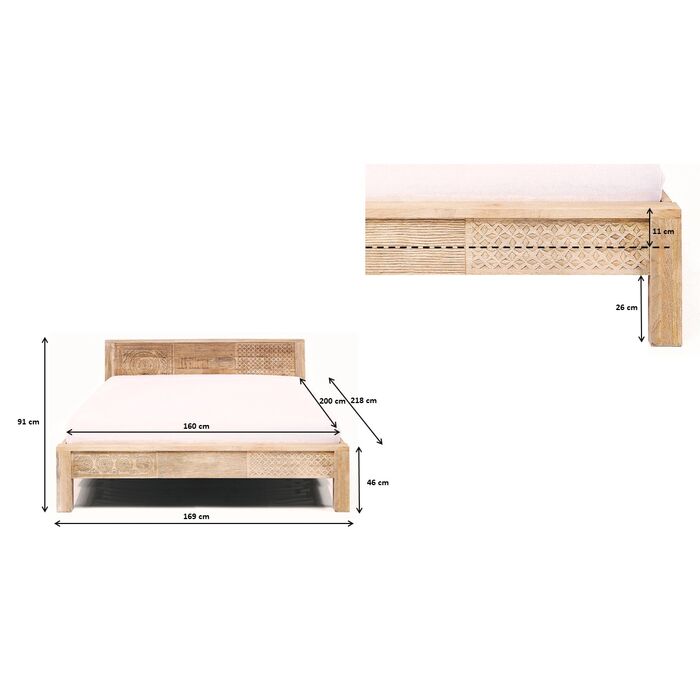 Wooden Bed Puro High 160x200 (66,54" * 85,83")