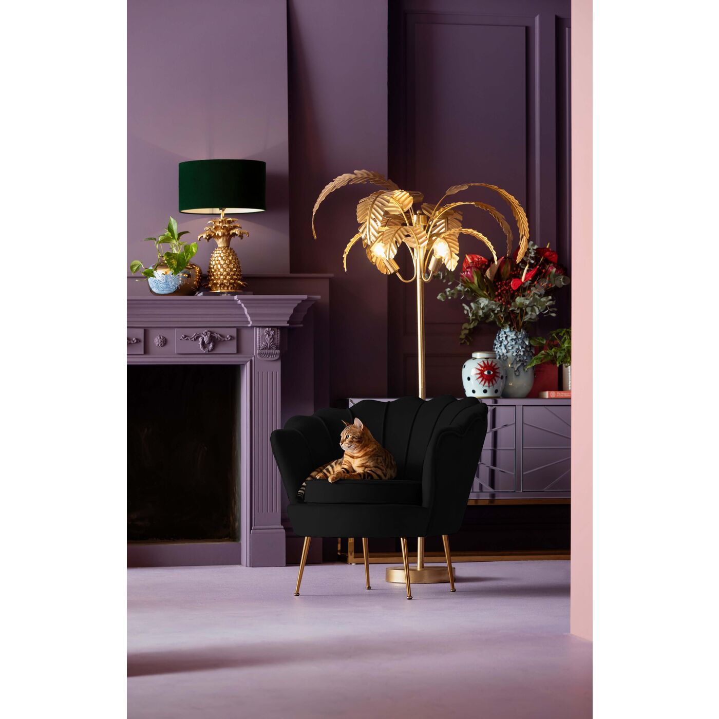 Armchair Water Lily Gold Black