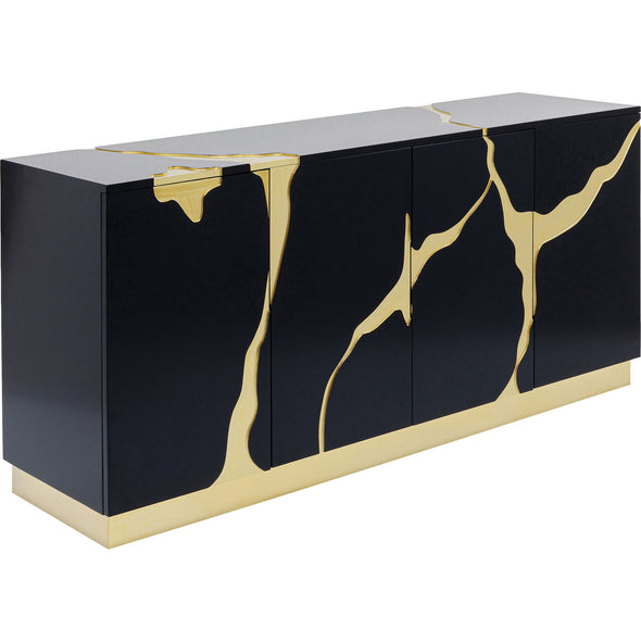 Sideboard Cracked Black Gold 165x80cm