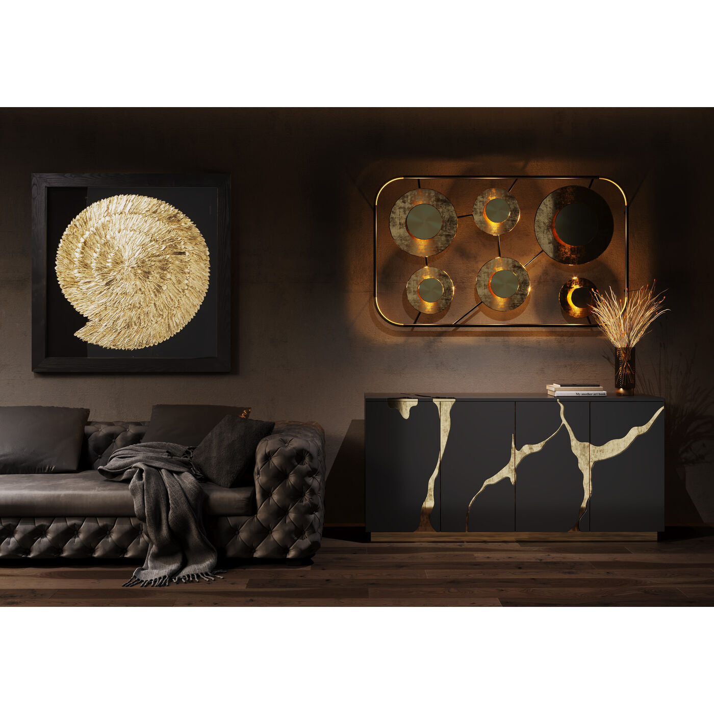 Sideboard Cracked Black Gold