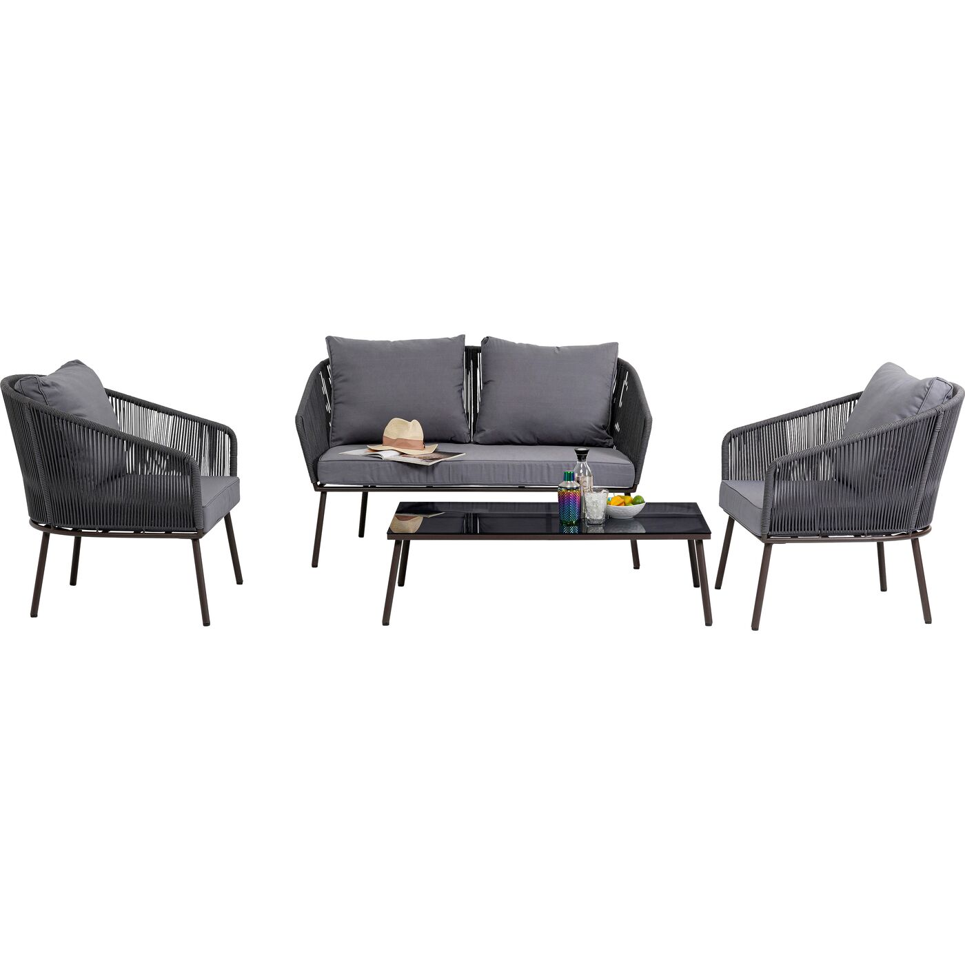 Elba Grey Quattro Sofa Set 