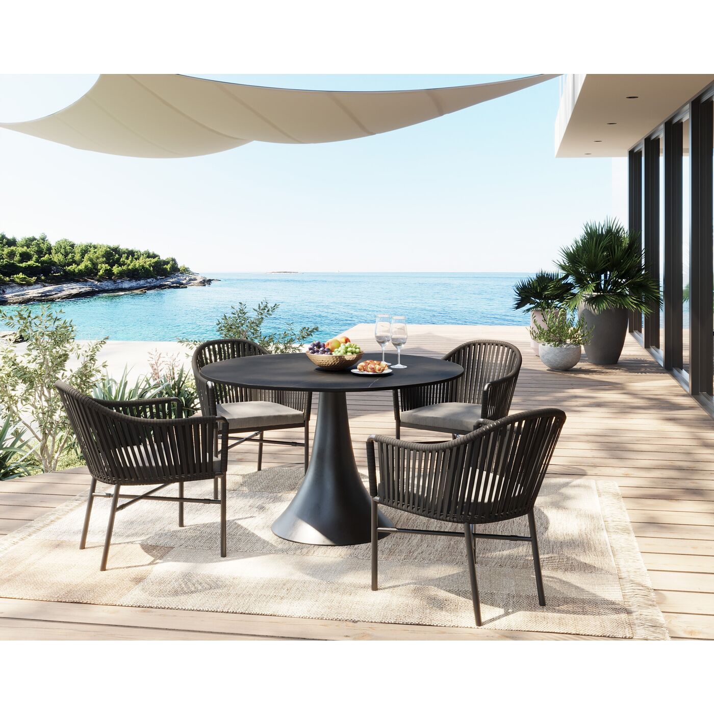 Table Grande Possibilita Black Outdoor 110cm