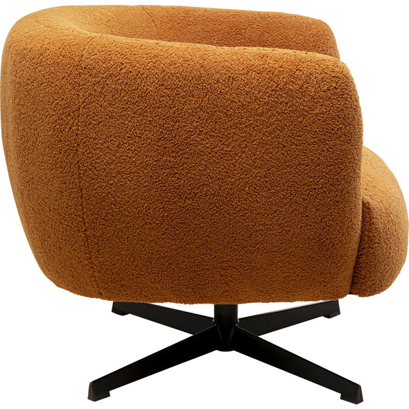 Swivel Armchair Peony Fuzzy Brown