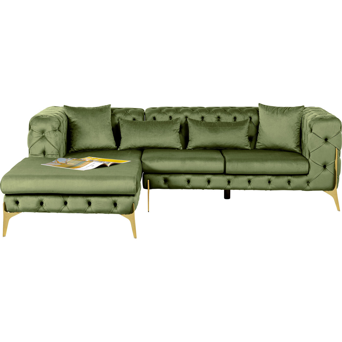 Corner Sofa Bellissima Velvet Green Left 180x240cm