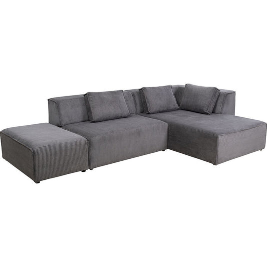 Grey Corner Sofa with Ottoman 