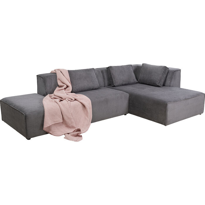 Grey Corner Sofa with Ottoman 