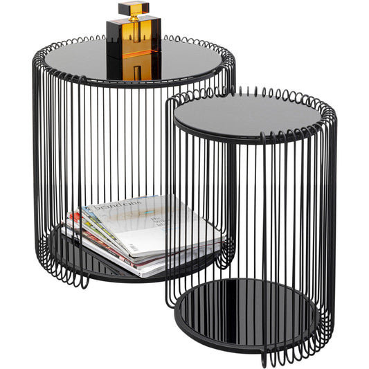 Side Table Wire Cut Out Black Ø45cm (2/Set)