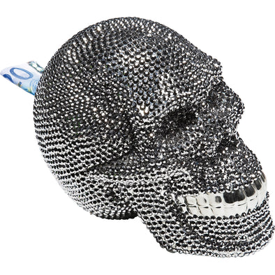 Money Box Skull Crystal Silver