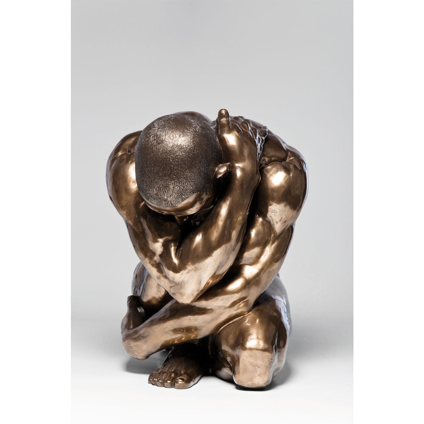 Deco Figurine Nude Man Hug Bronze 54cm