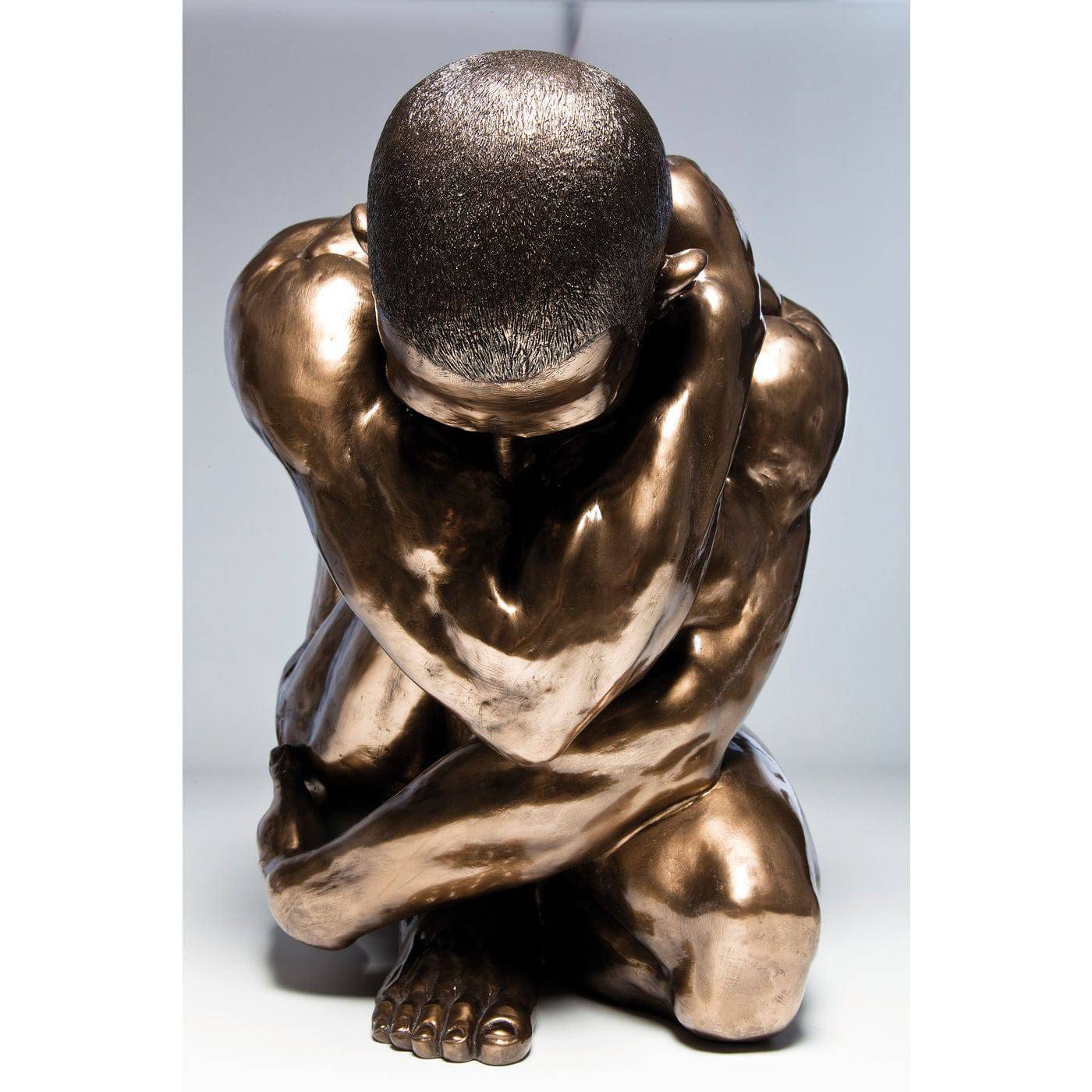 Deco Figurine Nude Man Hug Bronze 54cm