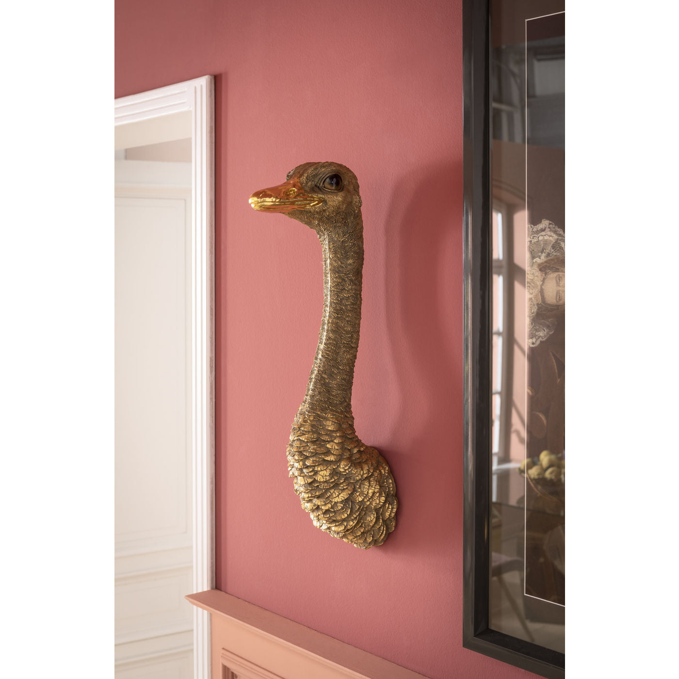 Wall Decoration Ostrich Gold 19x72cm