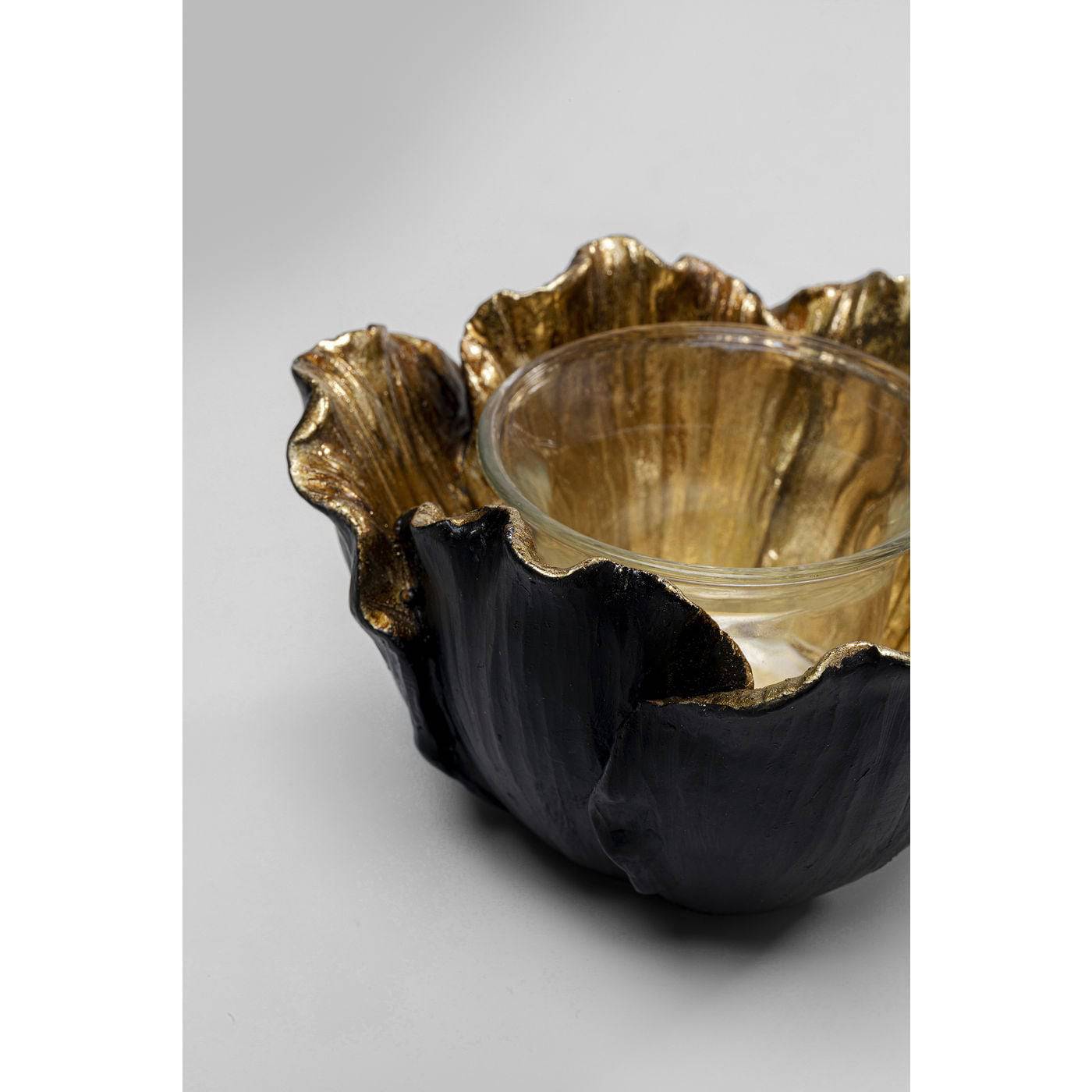 tealight-holder-flower-bloom-black-gold-o10 - JULIA VENCE STORE