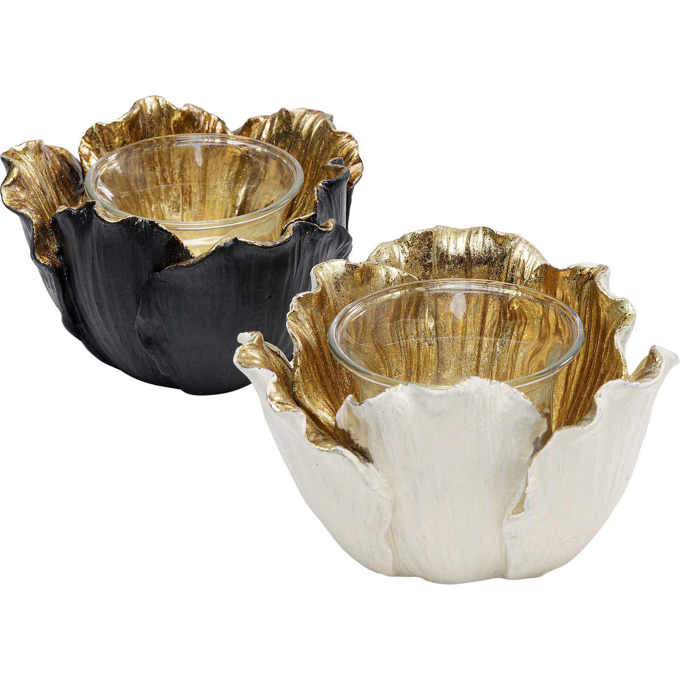 tealight-holder-flower-bloom-black-gold-o10 - JULIA VENCE STORE