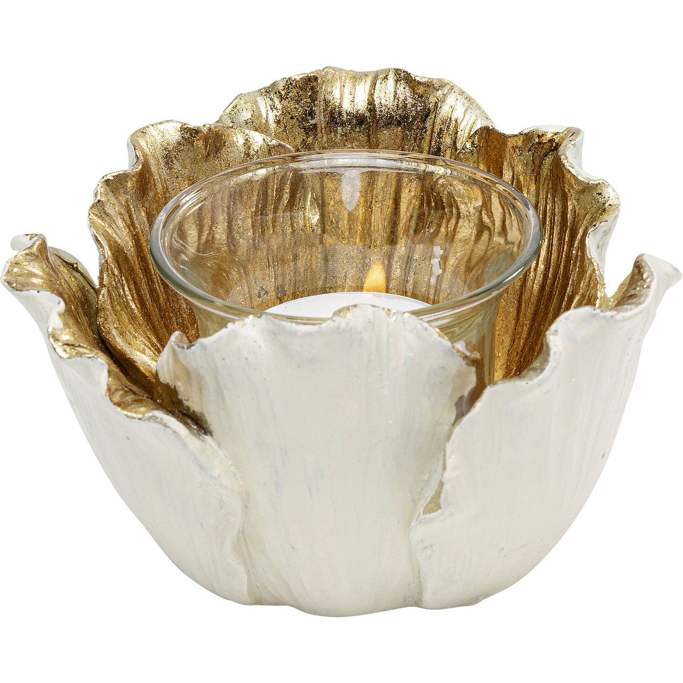 Tealight Holder Flower Bloom Creme Gold 10