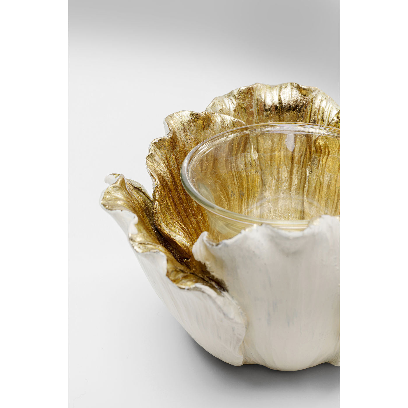 Tealight Holder Flower Bloom Creme Gold 10