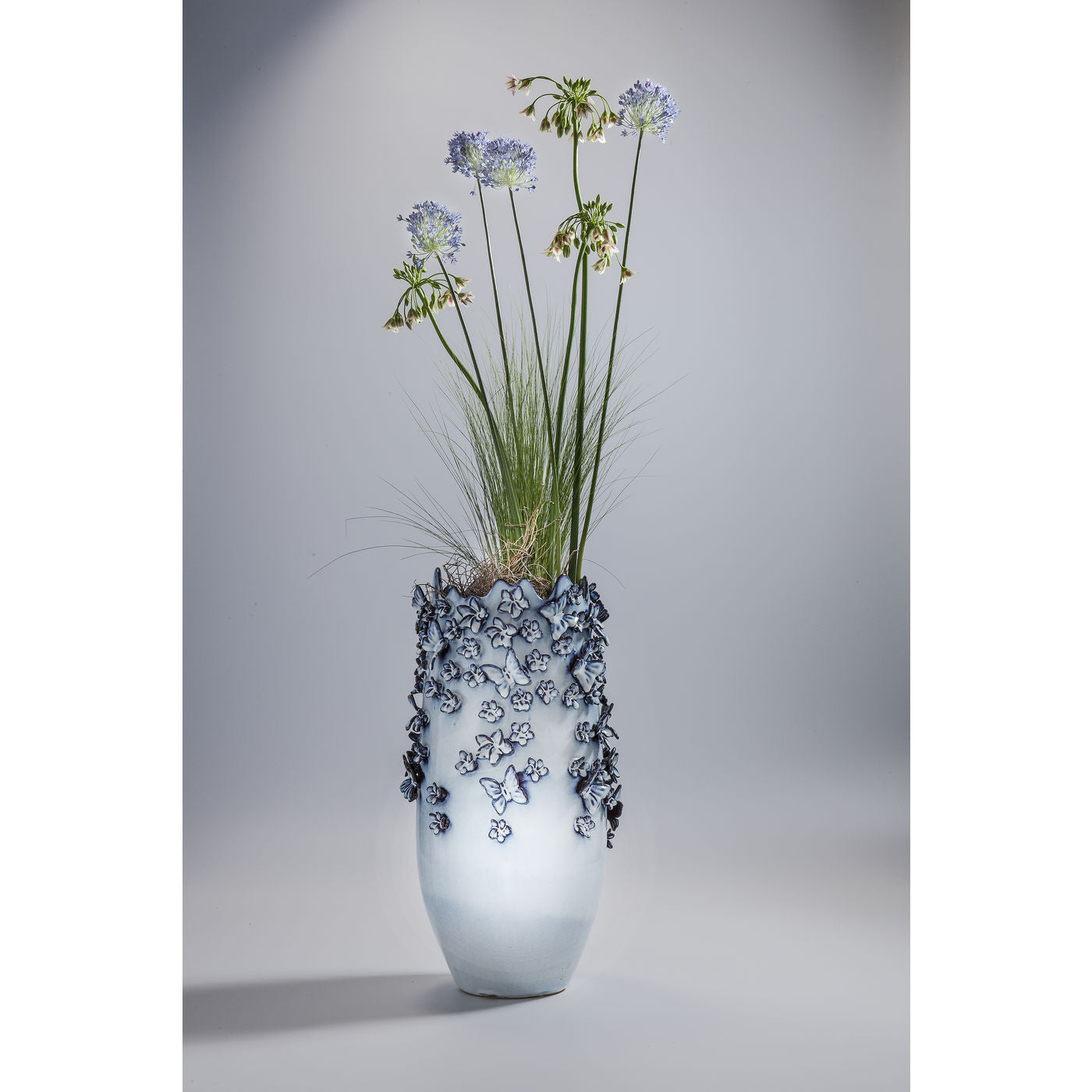 Vase Butterflies Lightblue 50cm