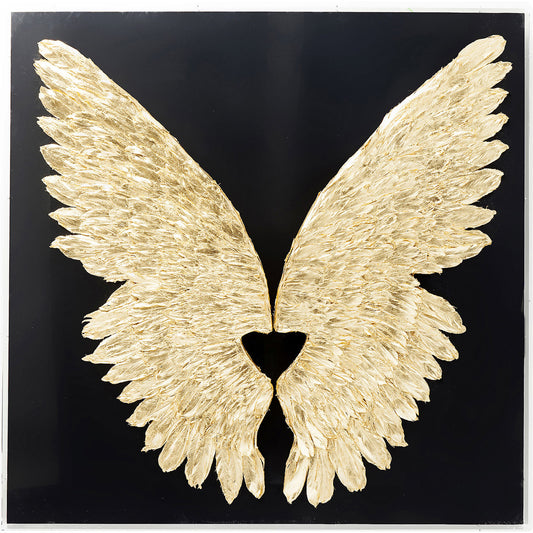 Wall Decoration Wings Gold Black 120x120cm