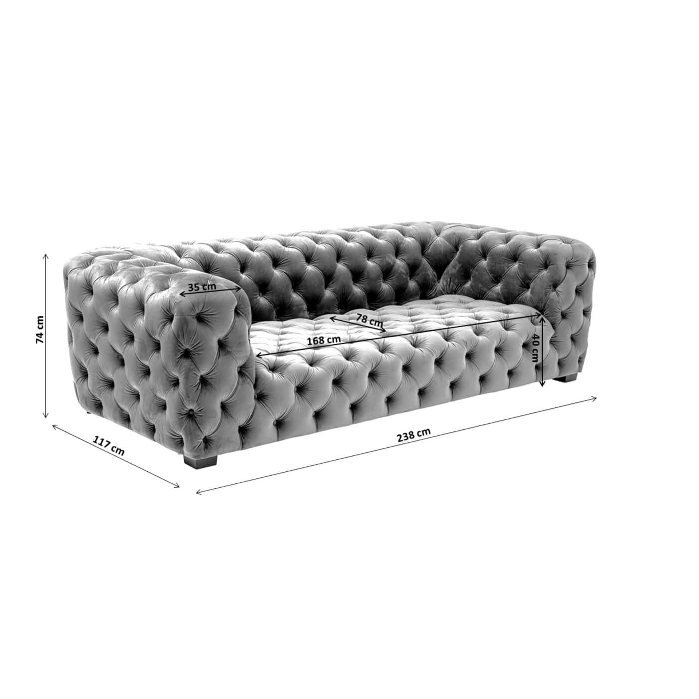 sofa metropol 3 seater grey 238 - JULIA VENCE STORE