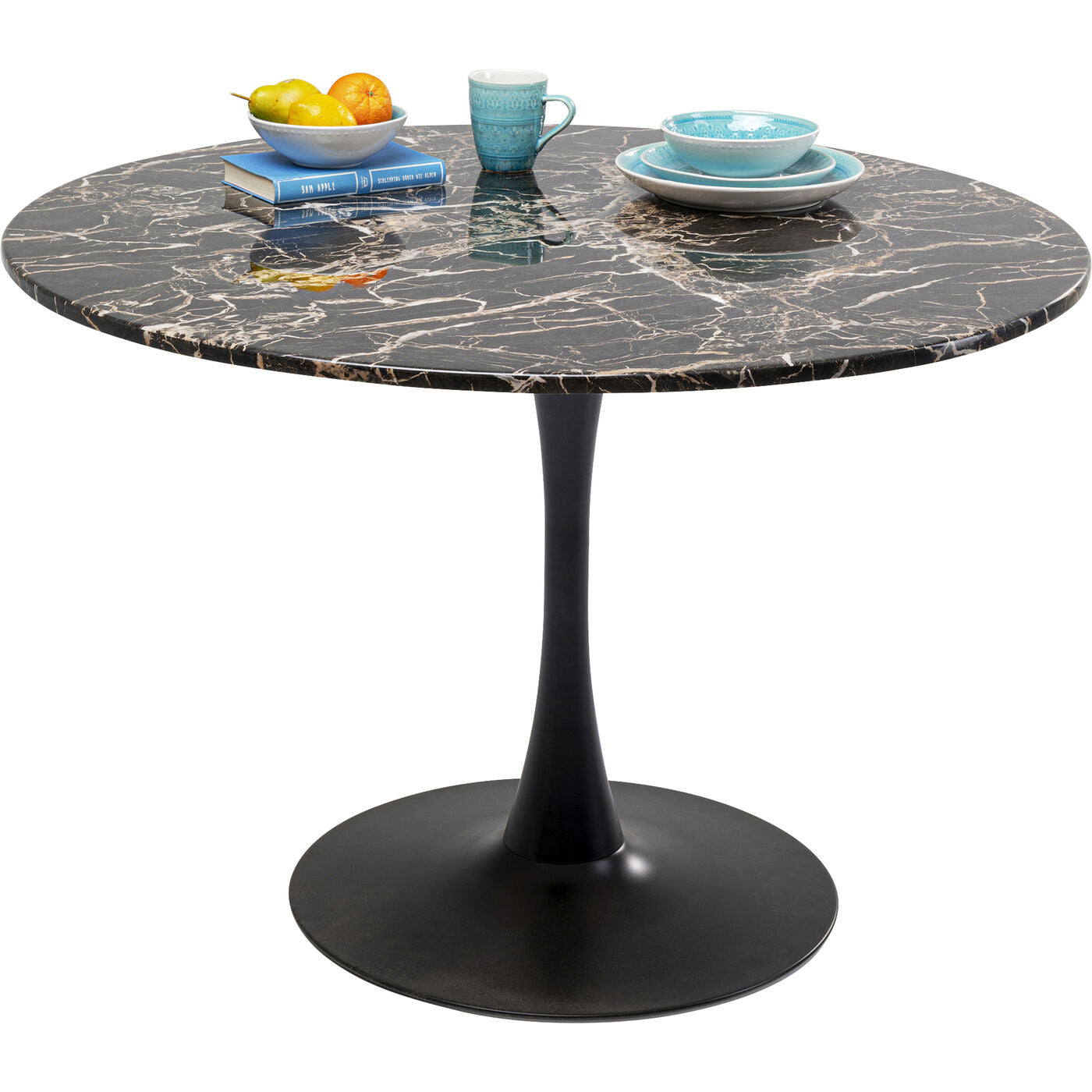 table schickeria marbleprint black o110cm