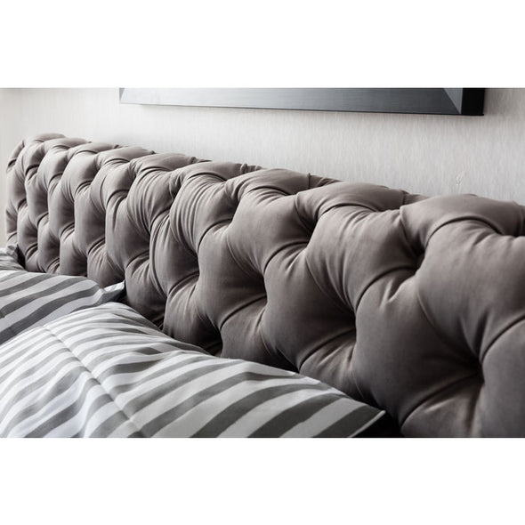Bed Desire Velvet Silver Grey 180x200 cm
