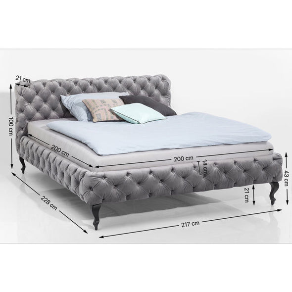 Bed Desire Velvet Silver Grey 200x200cm