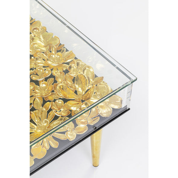 Coffee Table Gold Flowers 120x60