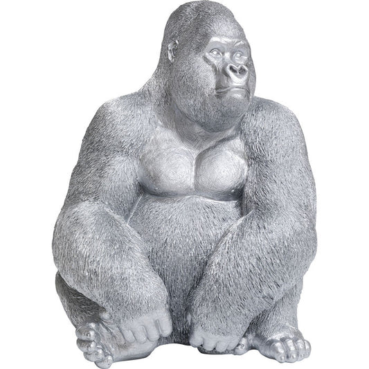 Deco Figure Monkey Gorilla Side XL Silver Matt