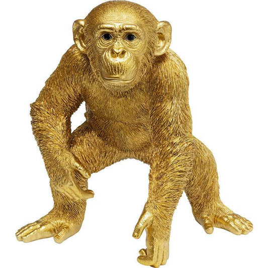 Deco Figurine Playing Ape Gold 50cm