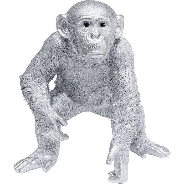 Deco Figurine Playing Ape Silver 50