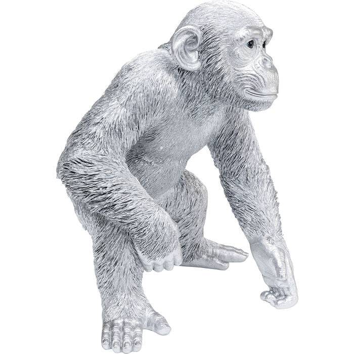 Deco Figurine Playing Ape Silver 50