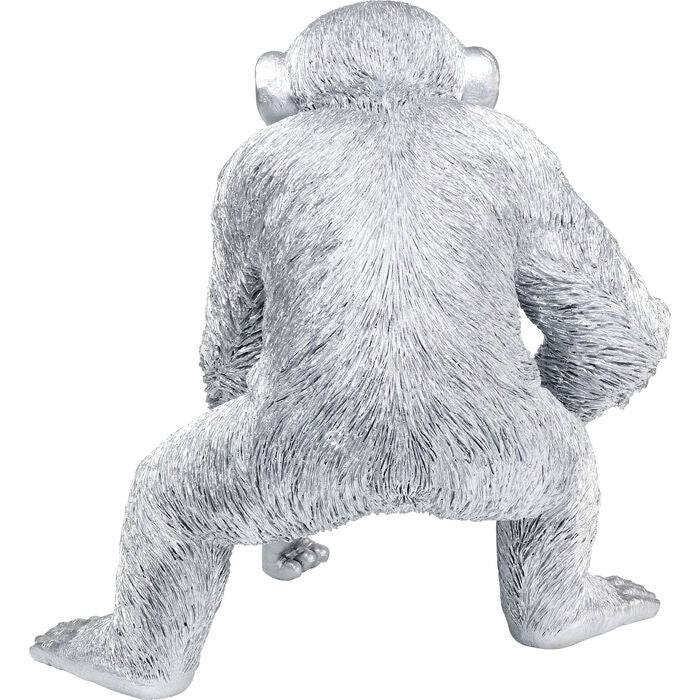 Deco Figurine Playing Ape Silver 50