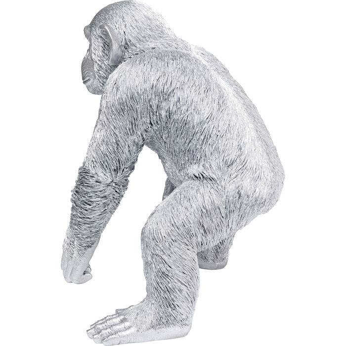 Deco Figurine Playing Ape Silver 50