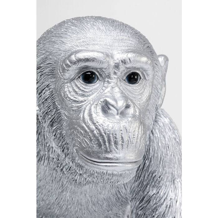 Deco Figurine Playing Ape Silver 50