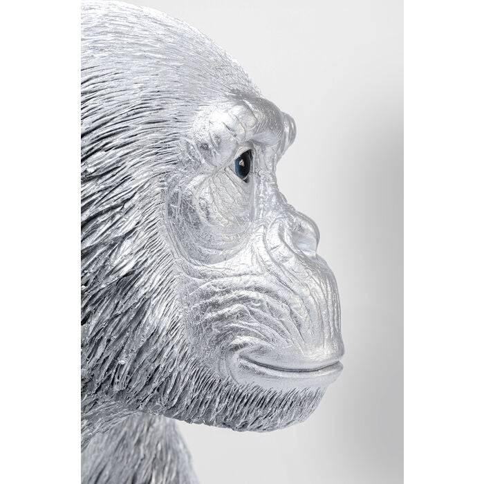 Deco Figurine Playing Ape Silver 50