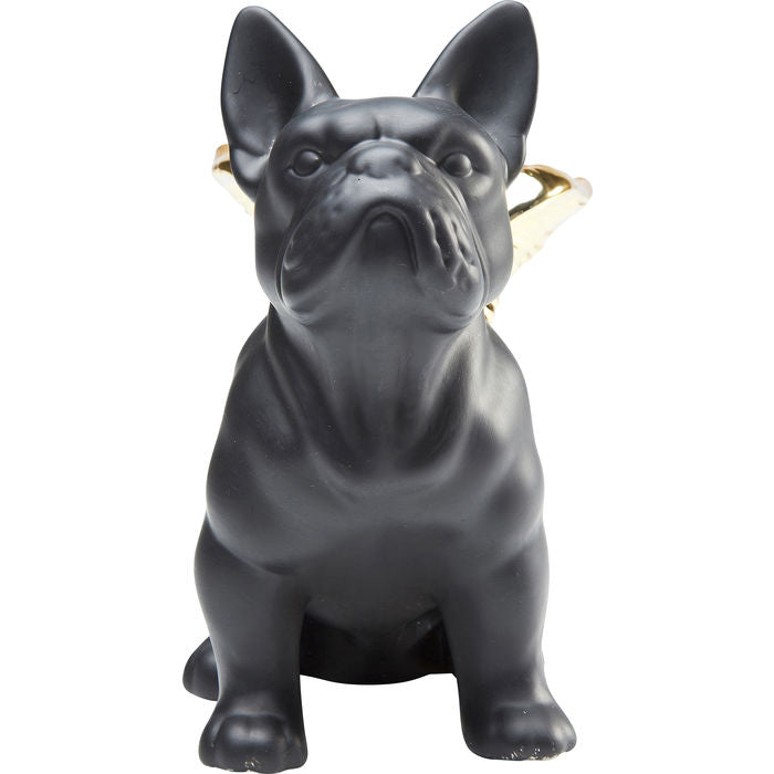 Deco Figurine Sitting Angel Dog Gold-Black