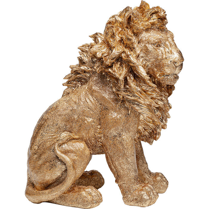 Deco Figurine Sitting Lion Gold 42cm