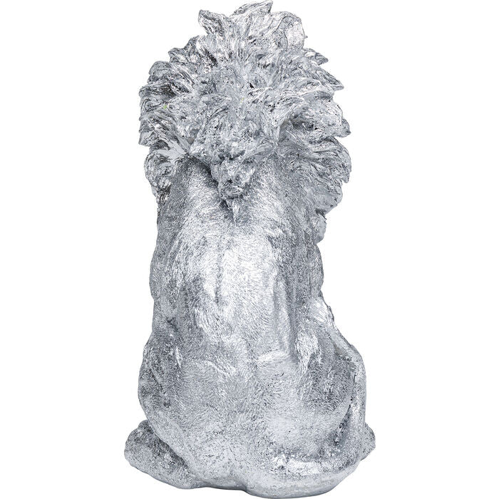 Deco Figurine Sitting Lion Silver 42cm