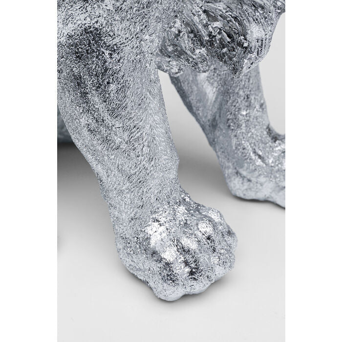 Deco Figurine Sitting Lion Silver 42cm