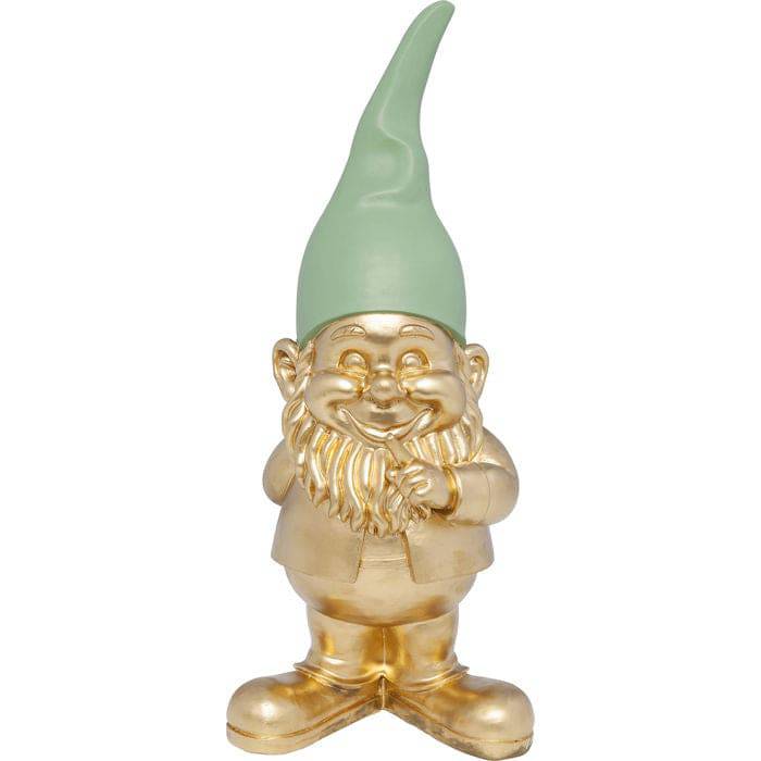 Deco Figurine Zwerg Standing Gold Green 42cm - JULIA VENCE STORE