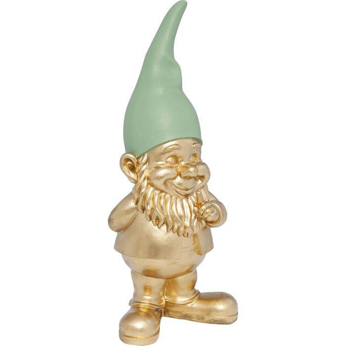 Deco Figurine Zwerg Standing Gold Green 42cm - JULIA VENCE STORE