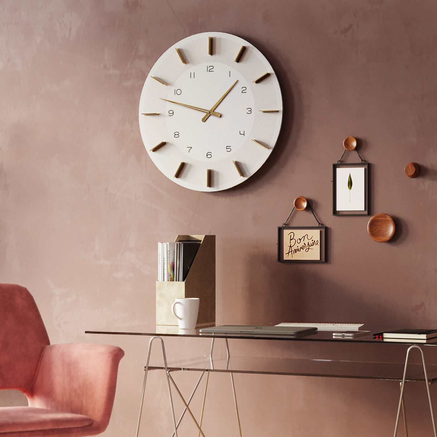 Wall Clock Lio White Ø60cm