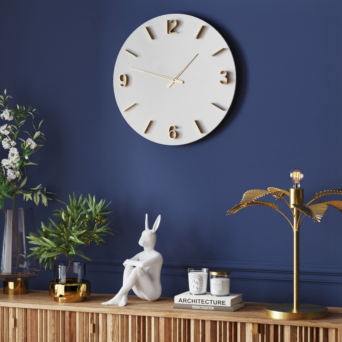 wall clock oscar white o60