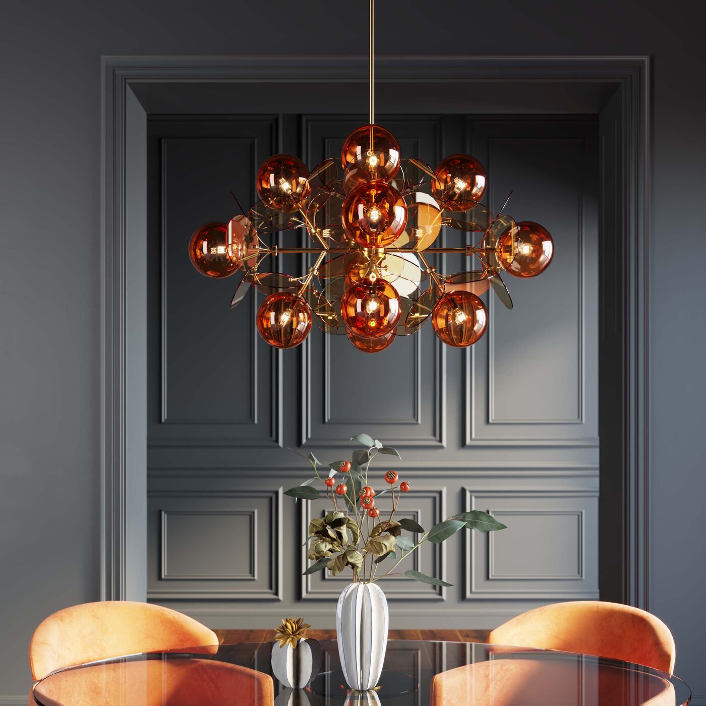 Pendant Lamp Globo Amber 79cm