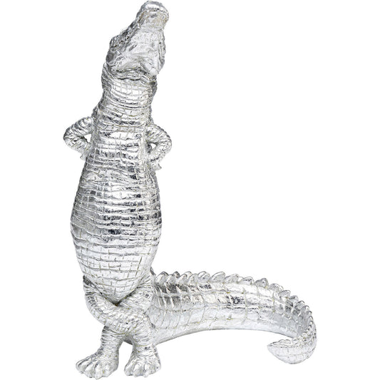 Deco Figurine Alligator Silver 39cm