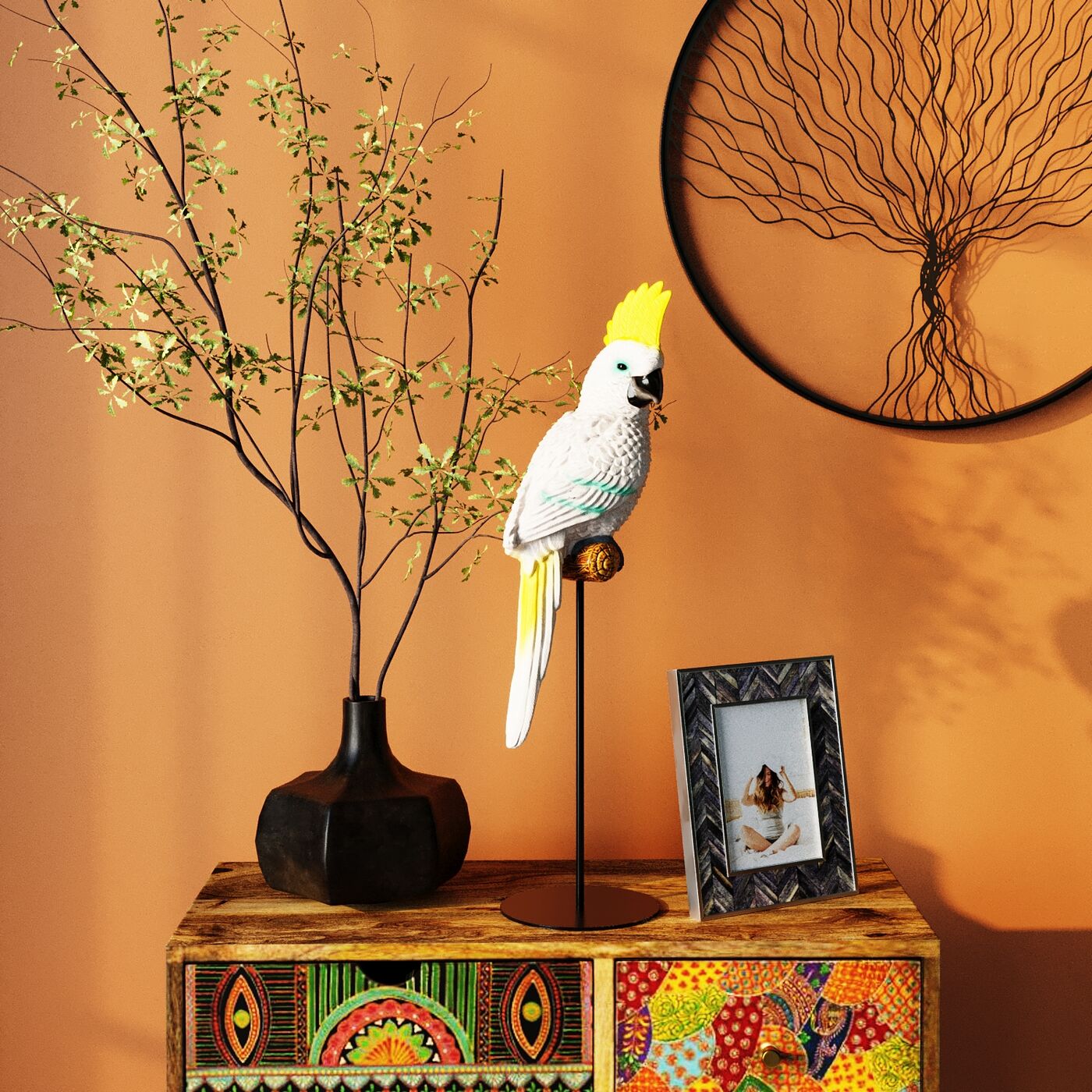 Deco Figurine Parrot Cockatoo White 38cm