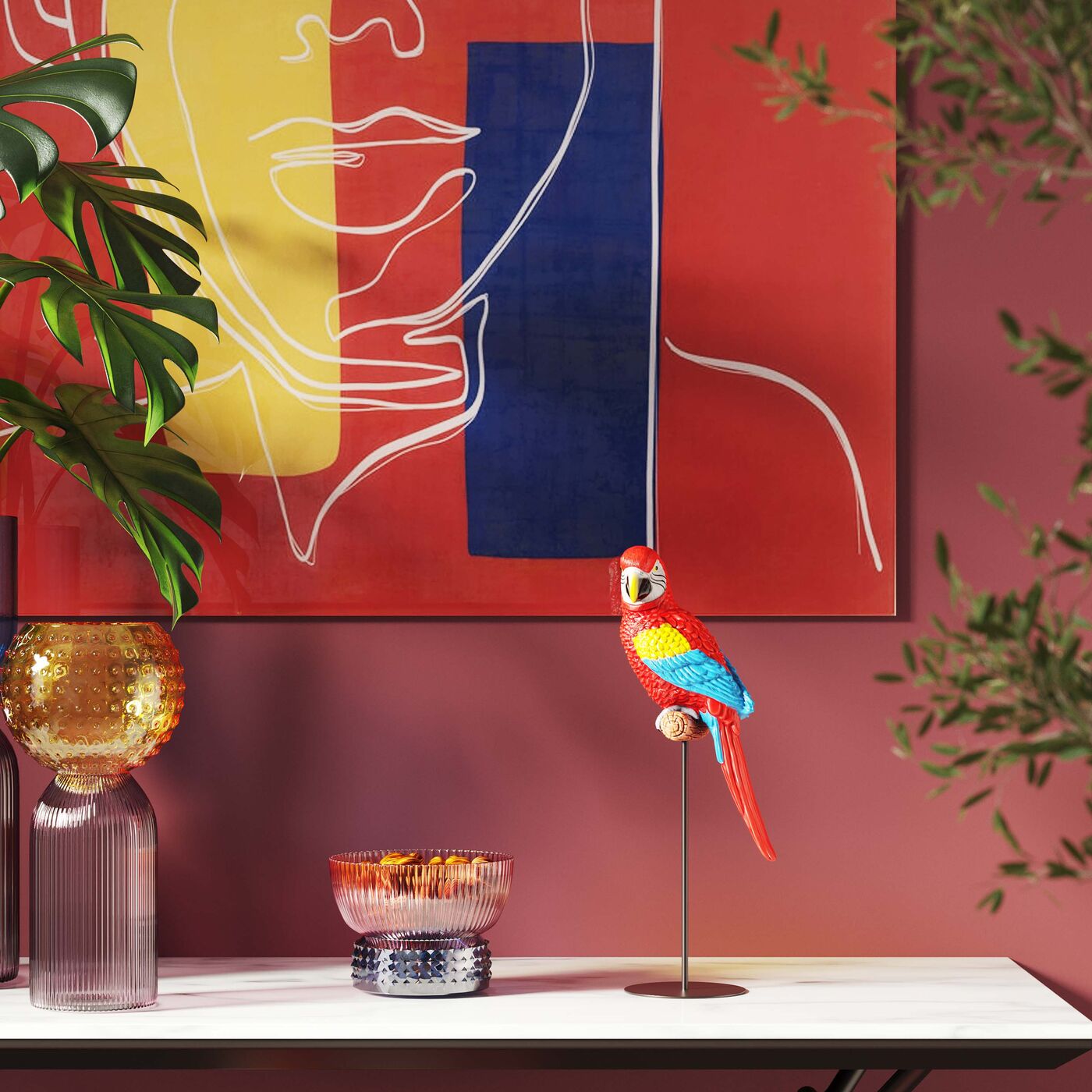 Deco Figurine Parrot Macaw 36cm